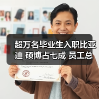 超万名毕业生入职比亚迪 硕博占七成 员工总数超70万(图1) 超万名毕业生入职比亚迪 硕博占七成 员工总数超70万(图1)